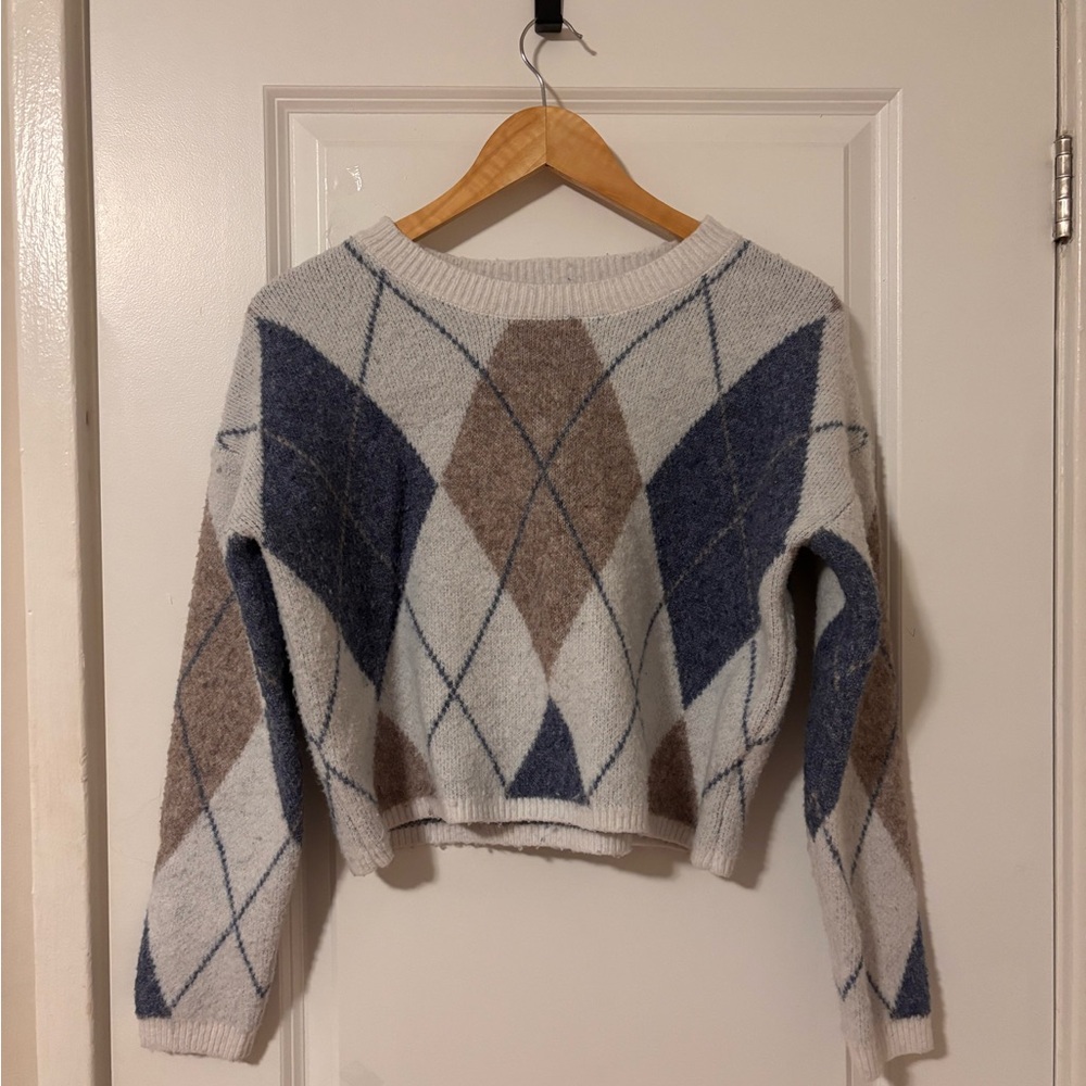 Sincerely Jules Argyle Sweater - Blue, Brown, and White ✨2 FOR 25✨